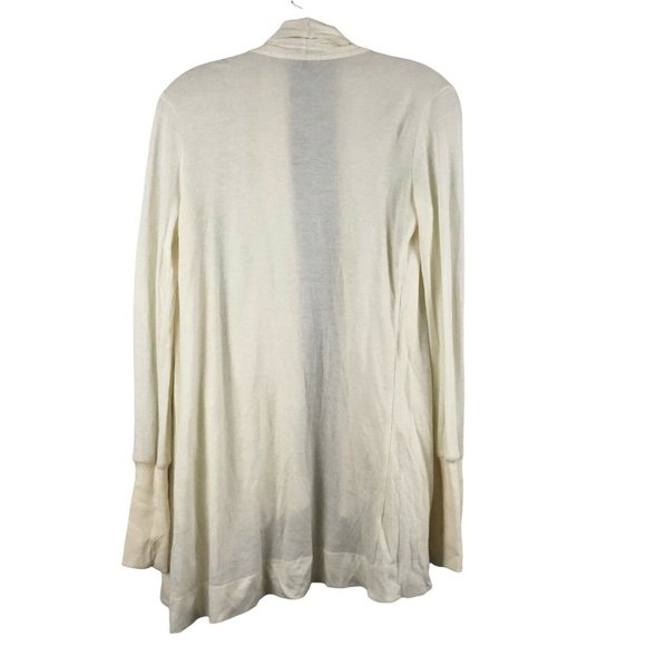 James Perse Open Drape Wrap Cardigan Sweater Ivory Size 2 Medium Long Sleeves - Picture 2 of 4